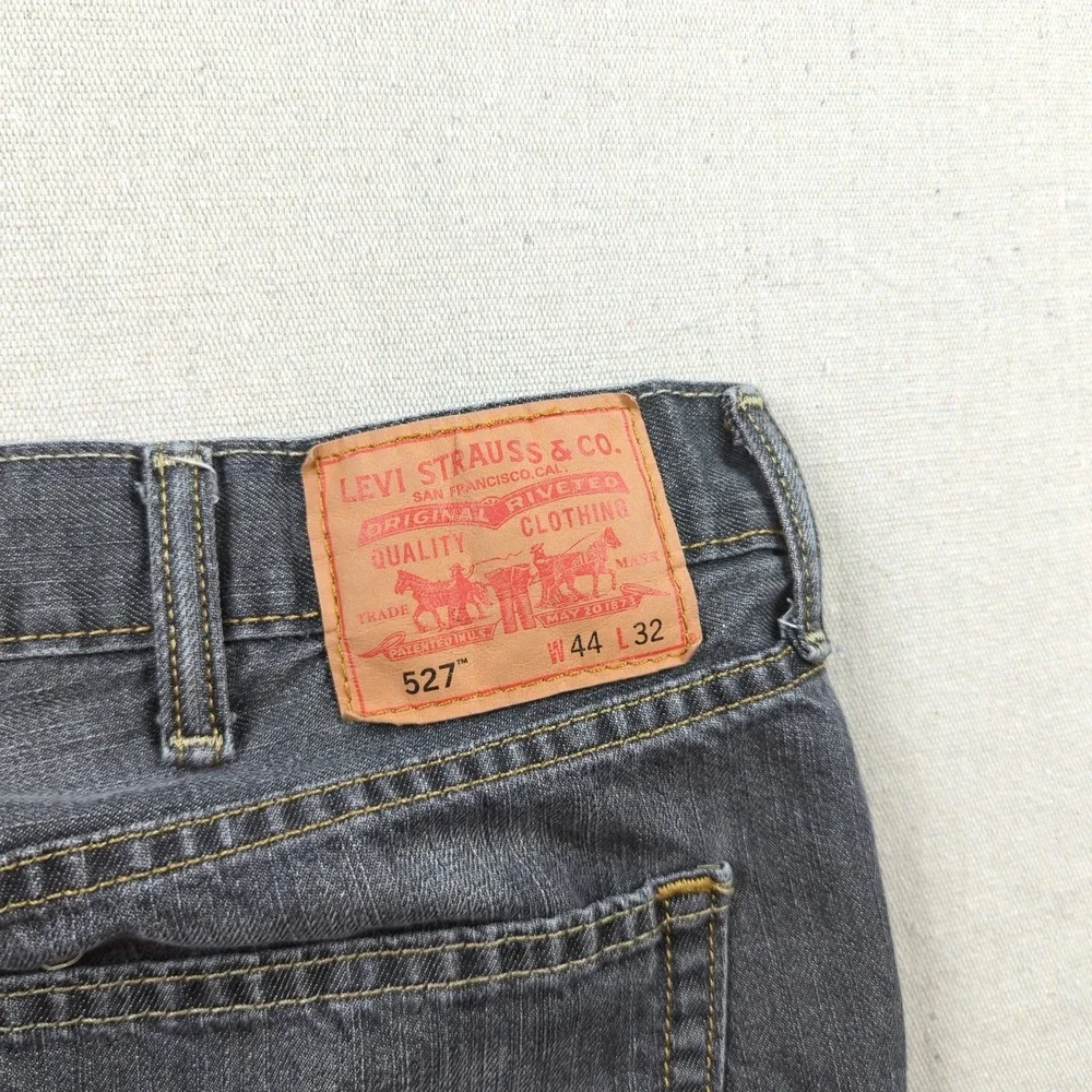 Levis Jeans Mens 44x28* Gray 527‎ Boot Cut Western Cowboy Faded Hemmed